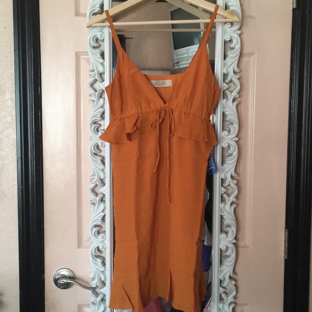🧡Golden Yellow Ruffled Shift Dress - Picture 5 of 7